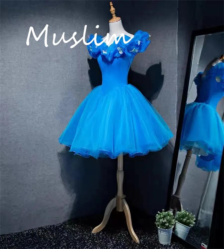 섹시한 블루 홈커밍 드레스, 우아한 A 라인 신데렐레 짧은 무도회 드레스, 2023 레이스업 칵테일 파티 가운, 이브닝 드레스